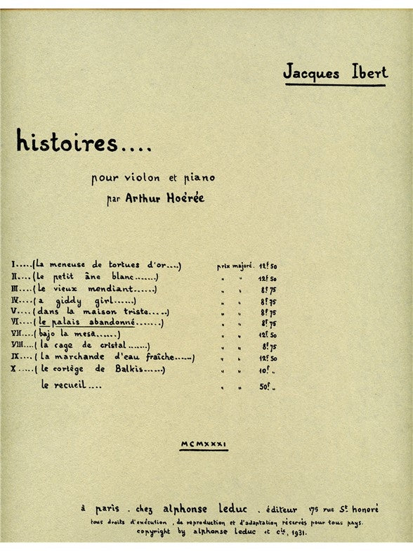 Le Palais abandonné | Jacques Ibert | Violon