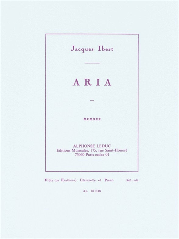Aria | Jacques Ibert | Clarinette | Jeu de parties