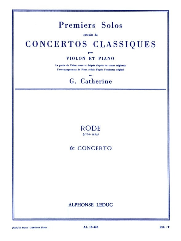 Premiers Solos Concertos Classiques | Pierre Rode | Violon | Livre + partie(s) séparée(s)
