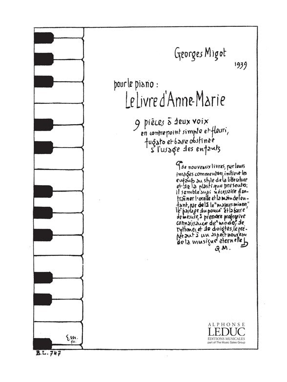 Livre D'Anne-Marie | Migot | Piano