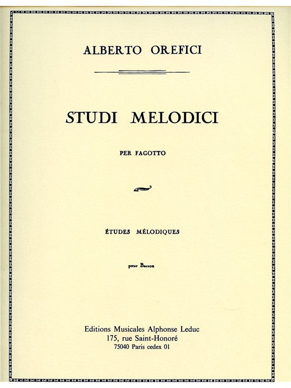 Études Mélodiques | Orefici | Basson