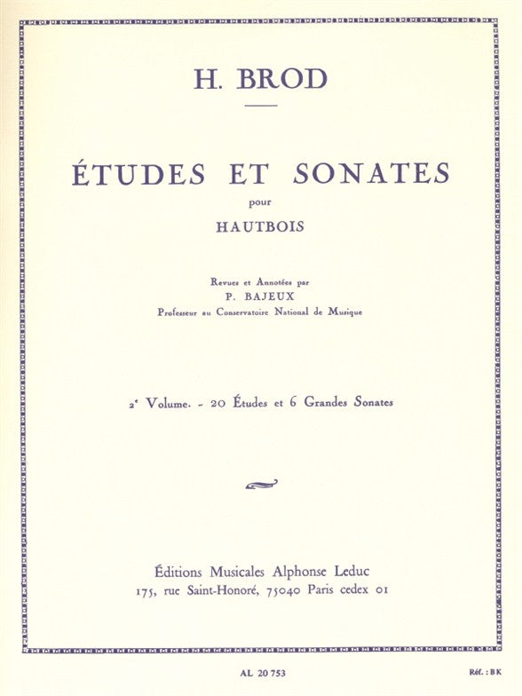 Études et Sonates Vol.2 | Henri Brod | Hautbois