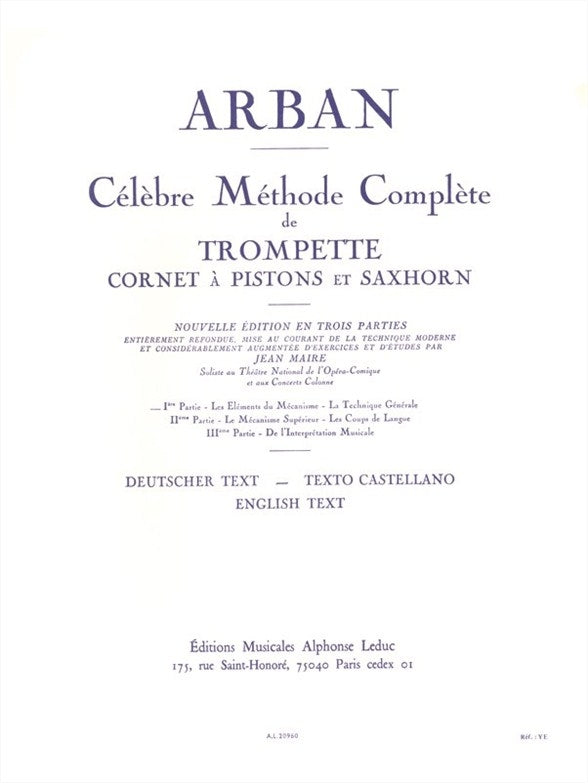 Célèbre Méthode Complète de Trompette - Volume 1 | Jean-Baptiste Arban
