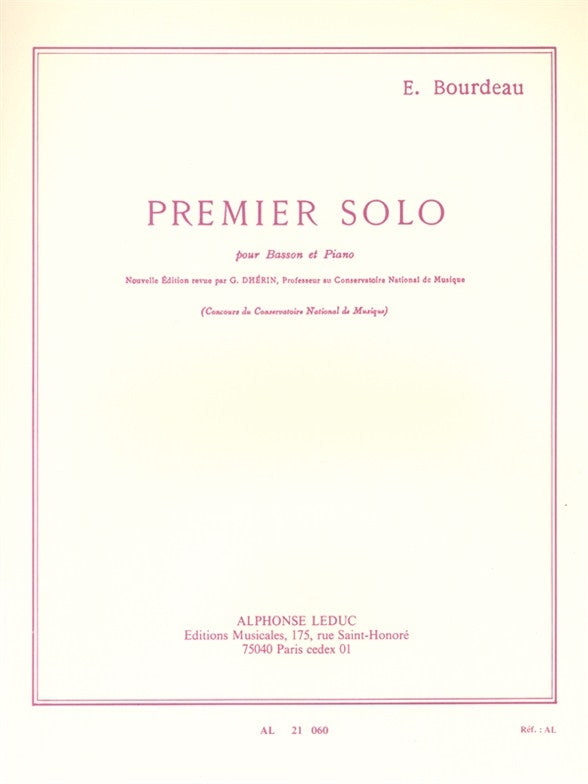 Premier Solo pour Basson et Piano | Eugène Bourdeau