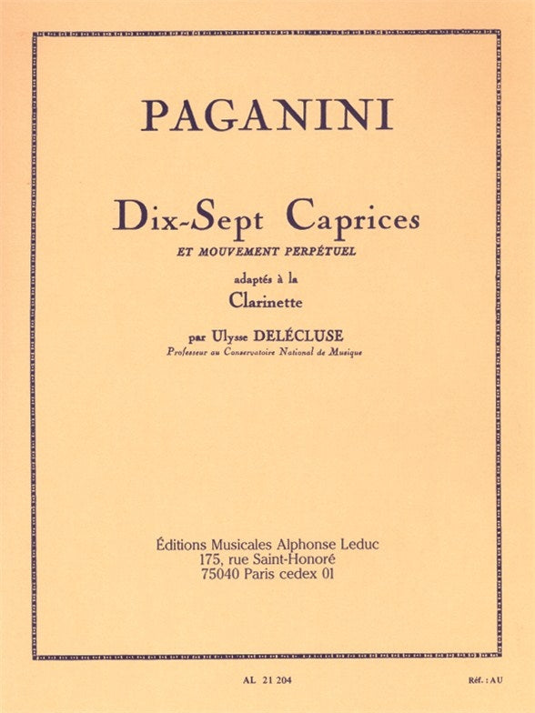 17 Caprices pour clarinette | Niccolò Paganini