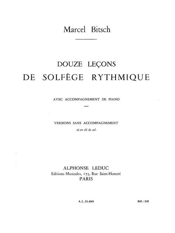 12 Leçons Solfège Rythmique Cle de Sol A | Marcel Bitsch
