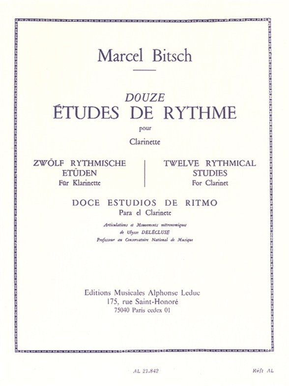 12 Études De Rythme | Marcel Bitsch | Clarinette