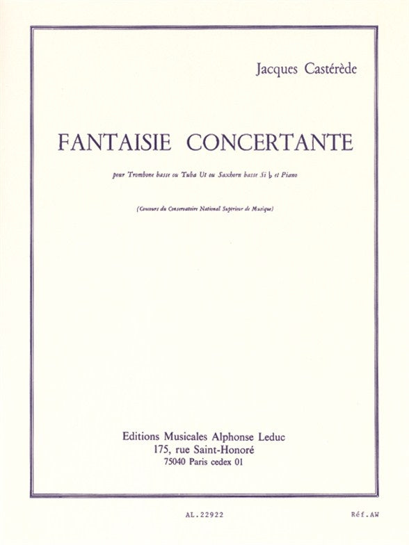 Fantaisie Concertante pour trombone basse et piano | Jacques Castérède