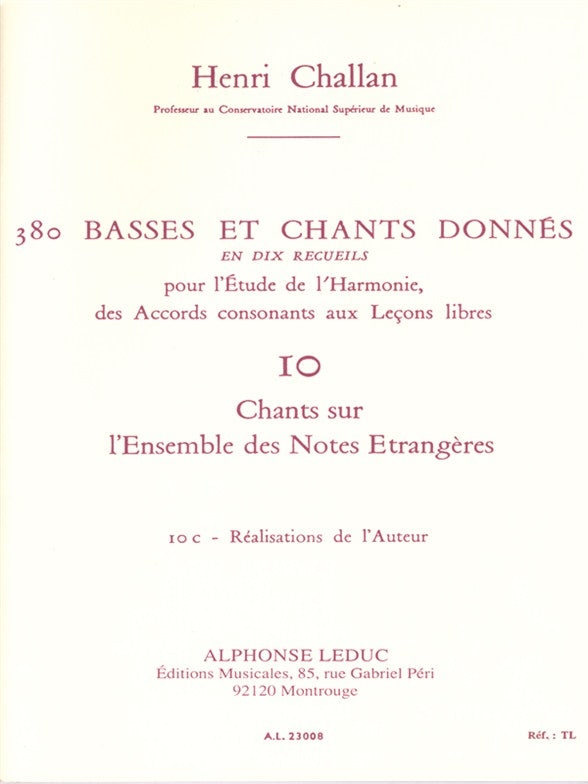 380 Basses et Chants Donnés Vol. 10C | Henri Challan | Voix