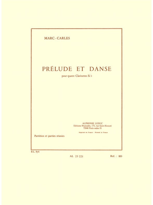 Marc Carles: Prélude et Danse | Quatuor de clarinettes