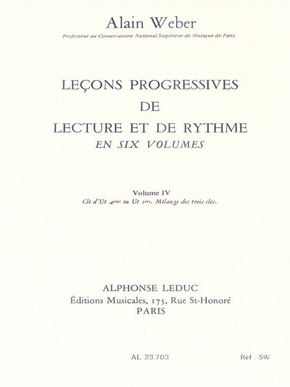 Leçons Progressives de Lecture et Rythme | Alain Weber | Livre | AL23703