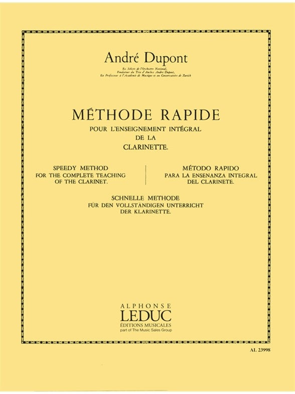 Andre Dupont: Méthode rapide pour lEnseignement | Clarinette