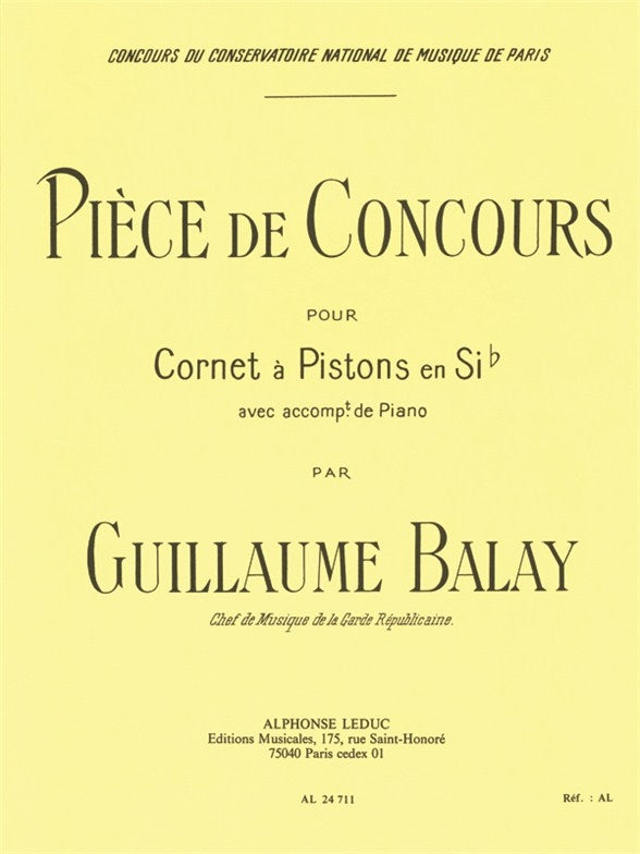 Pièce De Concours pour cornet à pistons en Sib | Guillaume Balay