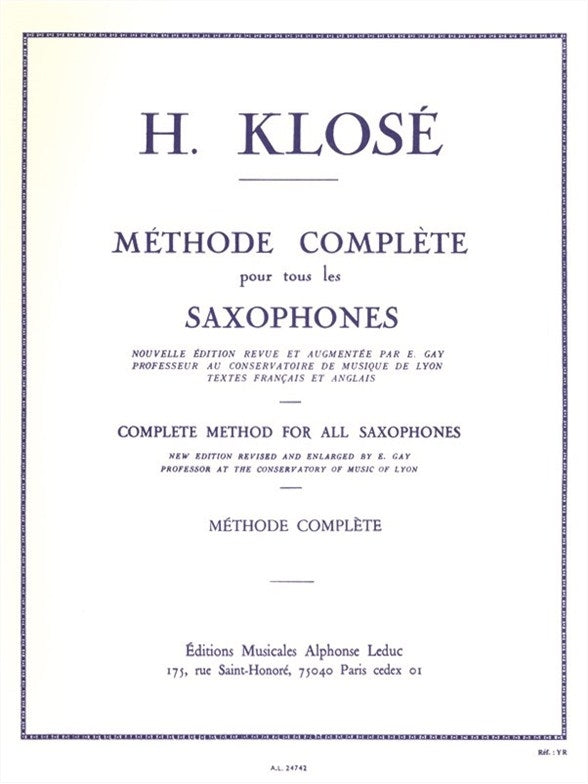 Méthode complète pour tous les saxophones | Hyacinthe-Eléonore Klosé