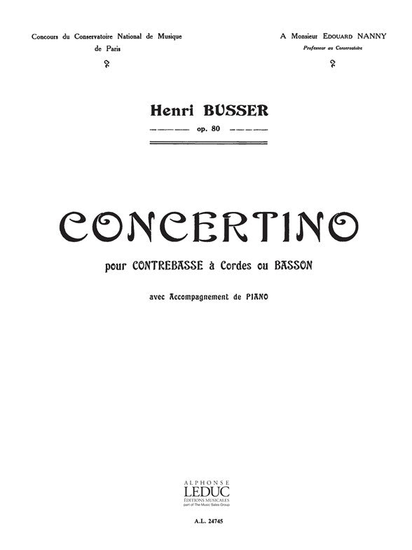 Concertino, op. 80 | Henri Büsser | Contrebasse