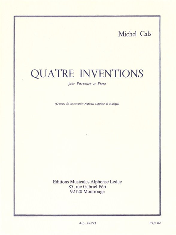 Quatre inventions pour percussion et piano | Cals
