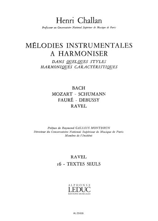Mélodies Instrumentales A Harmoniser Volume 16 | Henri Challan