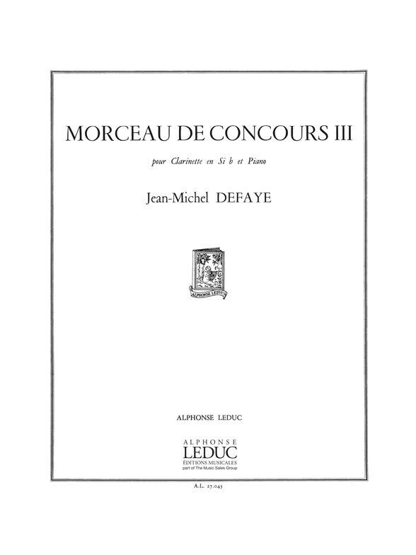 Morceau De Concours 3 | Jean-Michel Defaye | Clarinette
