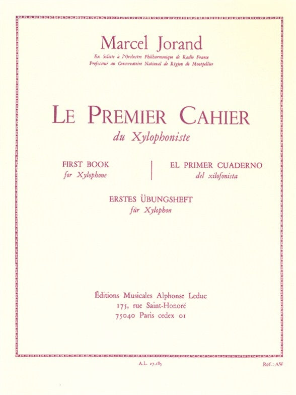 Cahier Du Xylophoniste N01 | Jorand | Xylophone