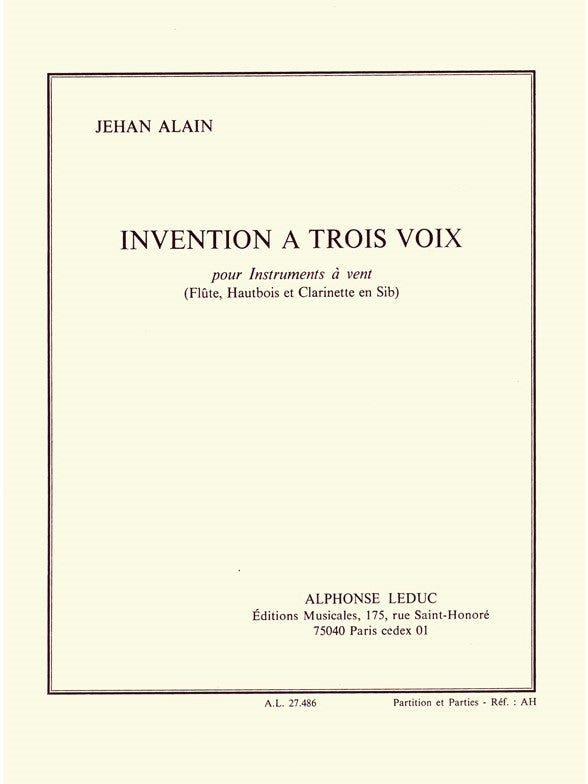 Invention à 3 Voix | Jehan Alain | Trio à vent