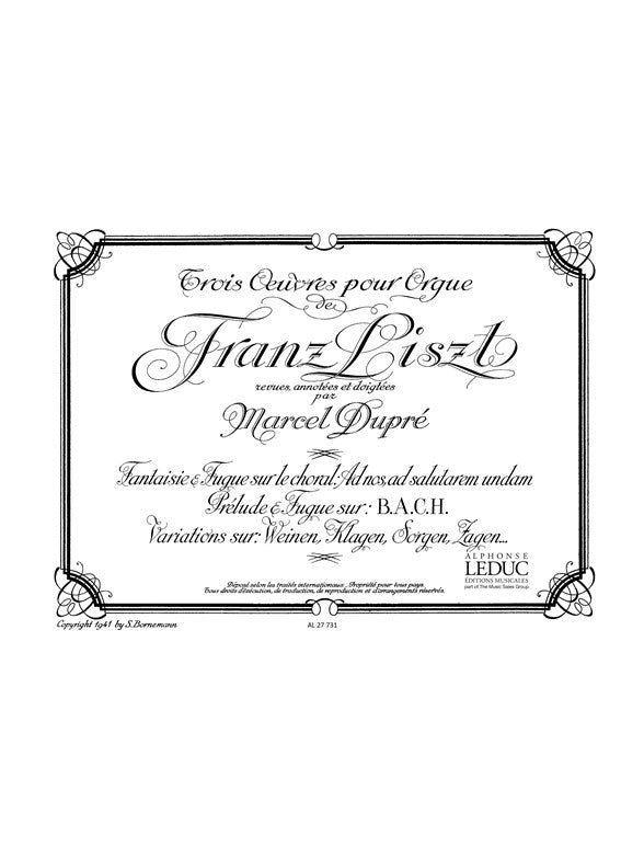 3 Œuvres Pour Orgue | Franz Liszt