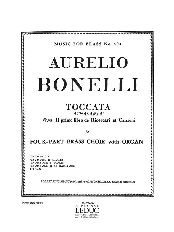Toccata Athalanta | Aurelio Bonelli | Ensemble de cuivres | Livre