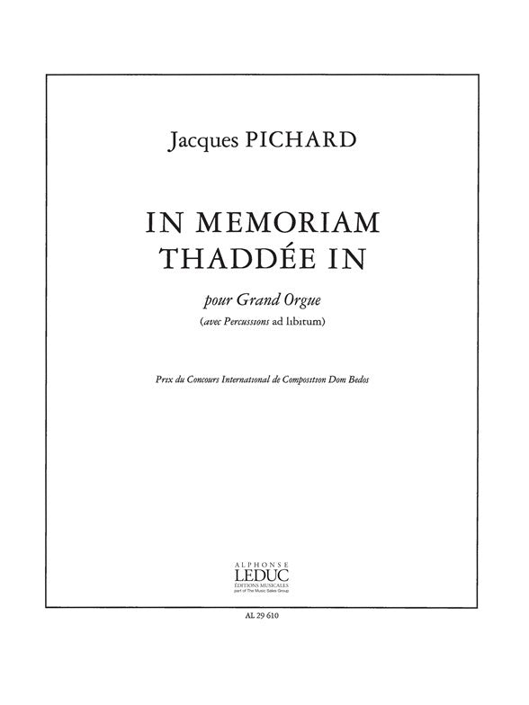 In Memoriam Thaddee In | Pichard | Orgue