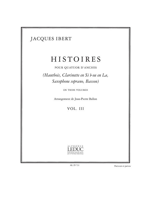 Ballon/Ibert - Histoires, vol. 3, n° 7 - quatuor de bois