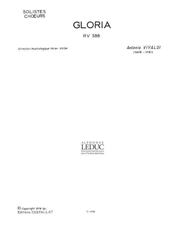 Gloria -Rv588 Chœur - Satb | Antonio Vivaldi