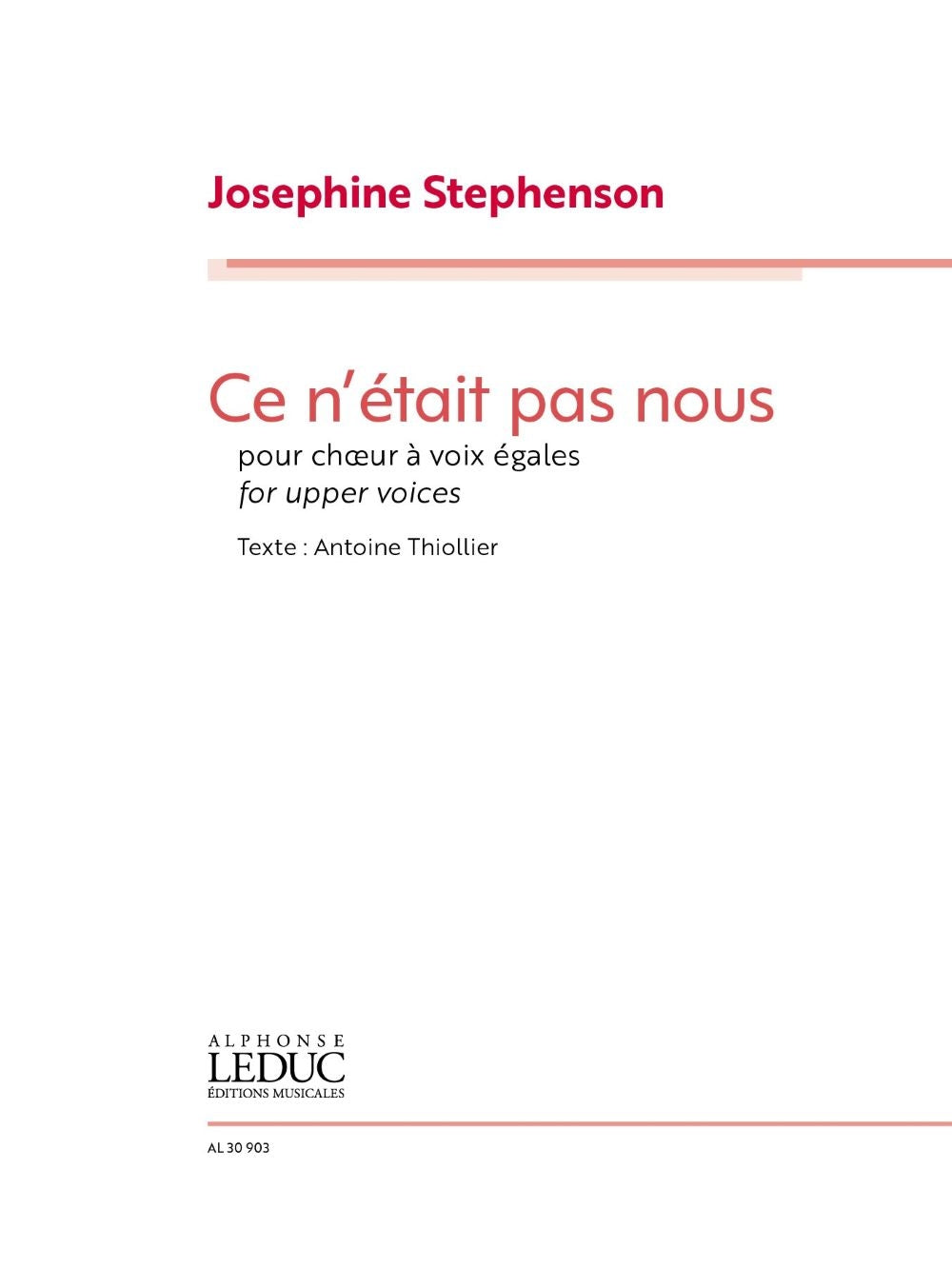 Ce n'était pas nous | Josephine Stephenson | Chœur