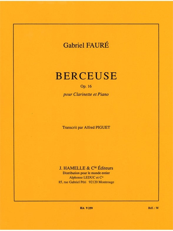 Berceuse Op.16 pour clarinette et piano | Gabriel Fauré