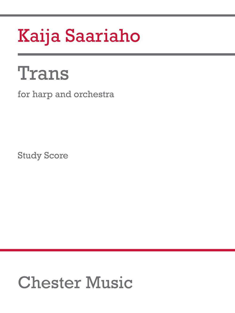 Trans de Kaija Saariaho, Partition d'étude pour orchestre et Harpe