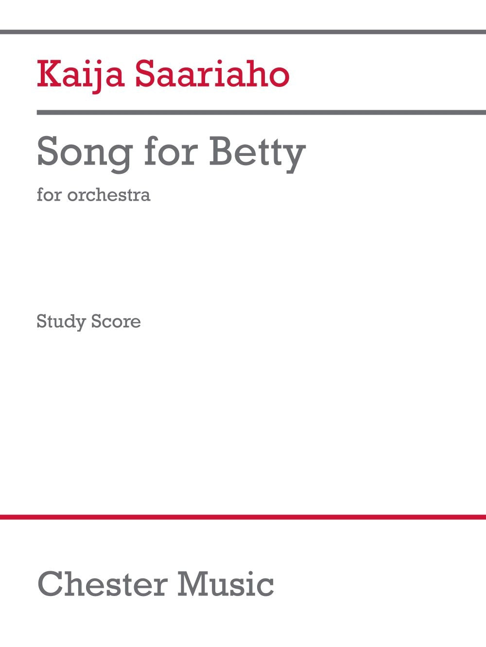 Song For Betty de Kaija Saariaho, Partition d'étude pour orchestre