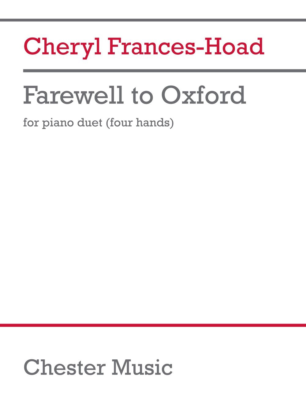 Farewell To Oxford de Cheryl Frances-Hoad, Livre pour piano et à 4 mains