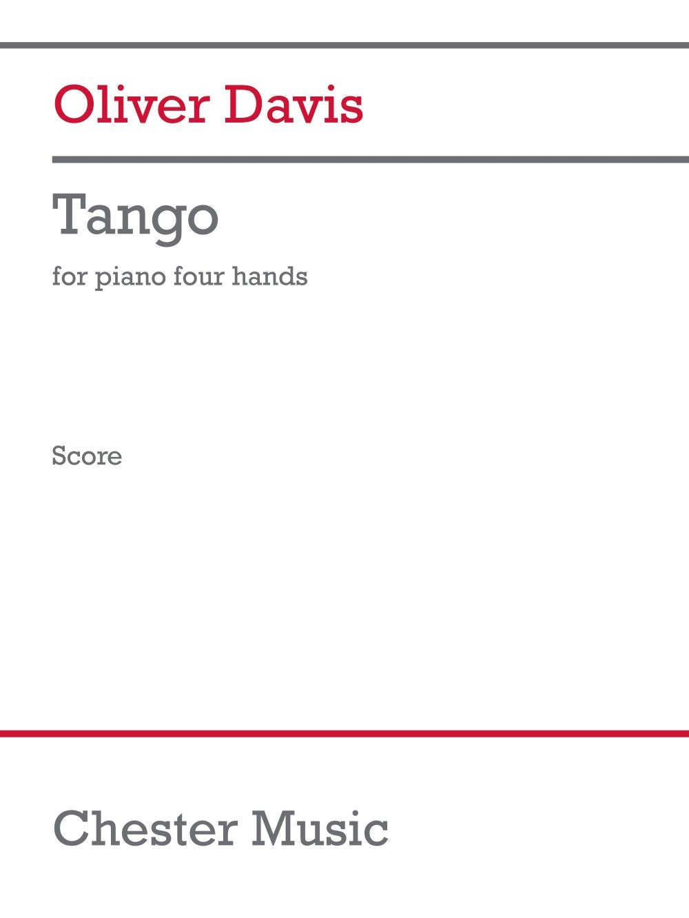 Tango de Oliver Davis, Livre pour piano et à 4 mains