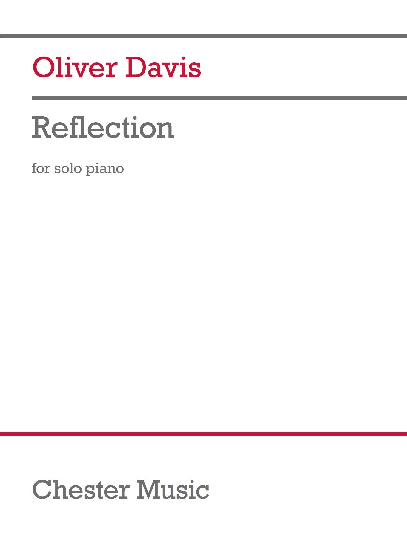 Reflection de Oliver Davis, Livre pour piano