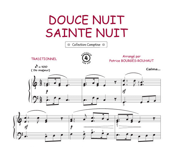 Belle nuit sainte nuit, Feuillet pour piano et Chant et Guitare