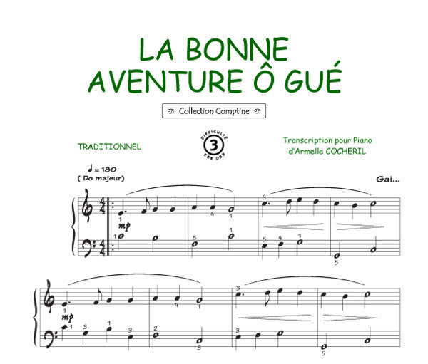 La bonne aventure, Feuillet pour piano et Chant et Guitare