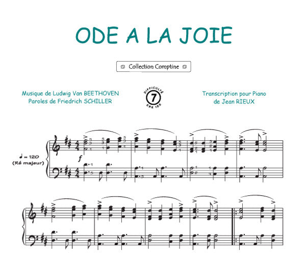 Ode à la joie / Hymne Européen de Ludwig van Beethoven, Feuillet pour piano et Chant et Guitare