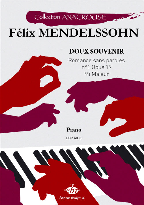 Doux souvenir N°1 Opus 19 de Felix Mendelssohn Bartholdy, Livre pour piano