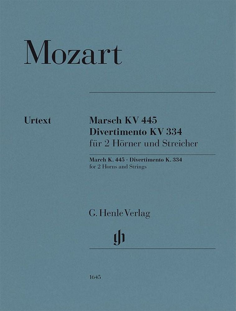 Marche, K. 445, et Divertimento, K. 334 | Wolfgang Amadeus Mozart | Orchestre à cordes | Jeu de parties | HN 1645