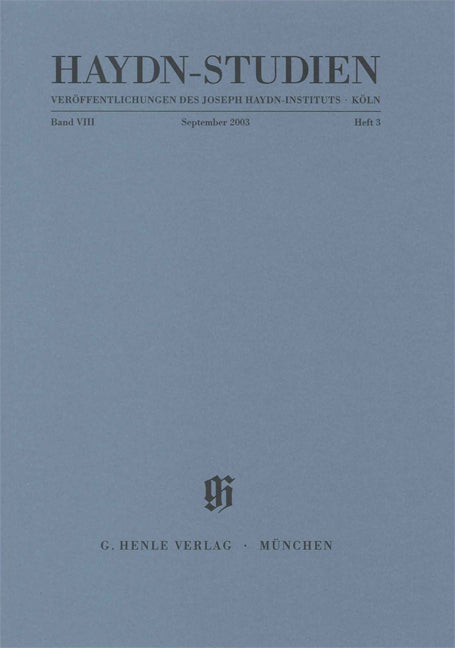 Haydn-Studien, vol. 8 n° 3
