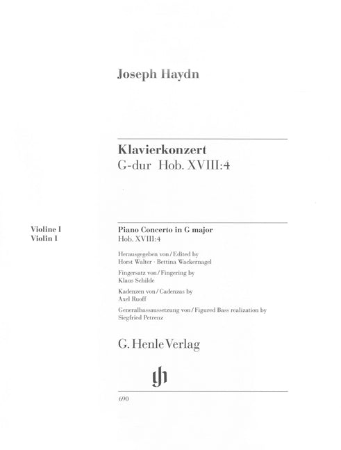 Concerto pour piano | Franz Joseph Haydn | Violon | Partie séparée | HN 690