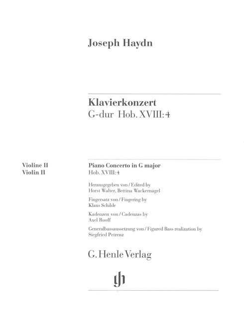 Concerto pour piano | Franz Joseph Haydn | Violon | Partie séparée | HN 691