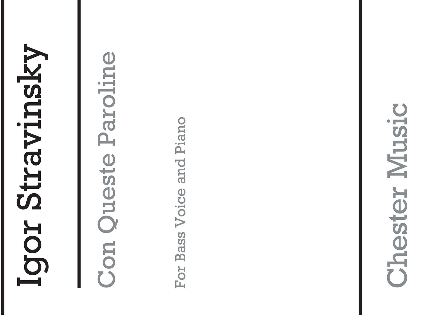 Con Queste Paroline (from Pulcinella) de Igor Stravinsky, Livre pour bass Voice and Piano