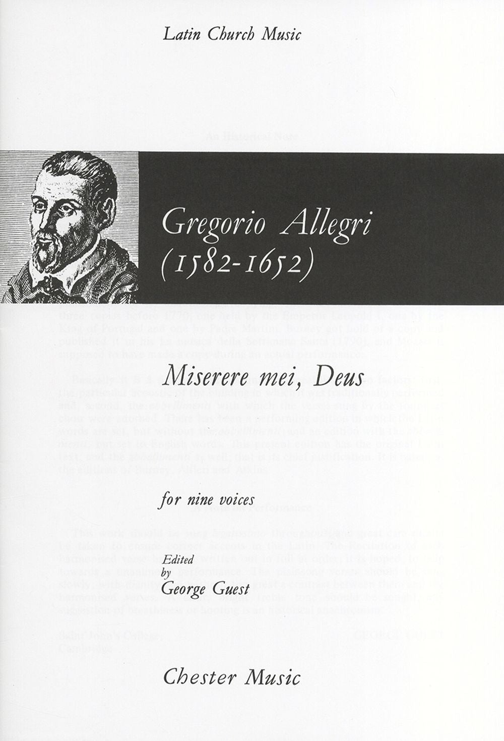 Miserere Mei, Deus de Gregorio Allegri, Partition chorale pour sSATB et Piano