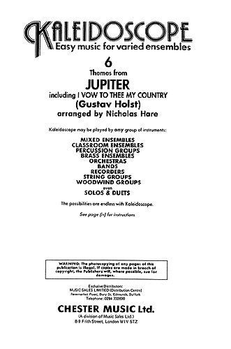 Kaleidoscope: Jupiter de Gustav Holst, Partition + parties pour ensemble flexible