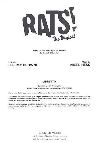 Rats! The Musical (Libretto) 1-9 Copies de Nigel Hess, Livre