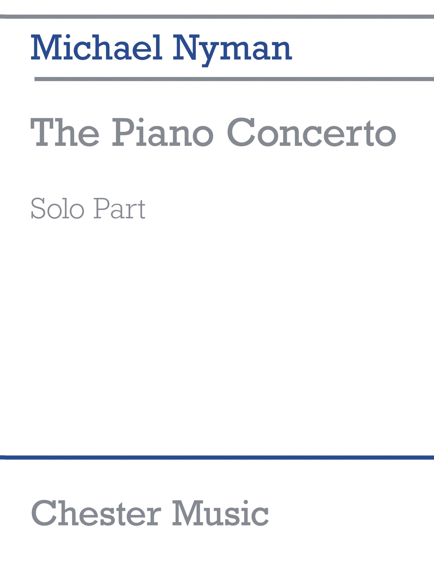 Michael Nyman: The Piano Concerto de Michael Nyman, Partie séparée pour piano