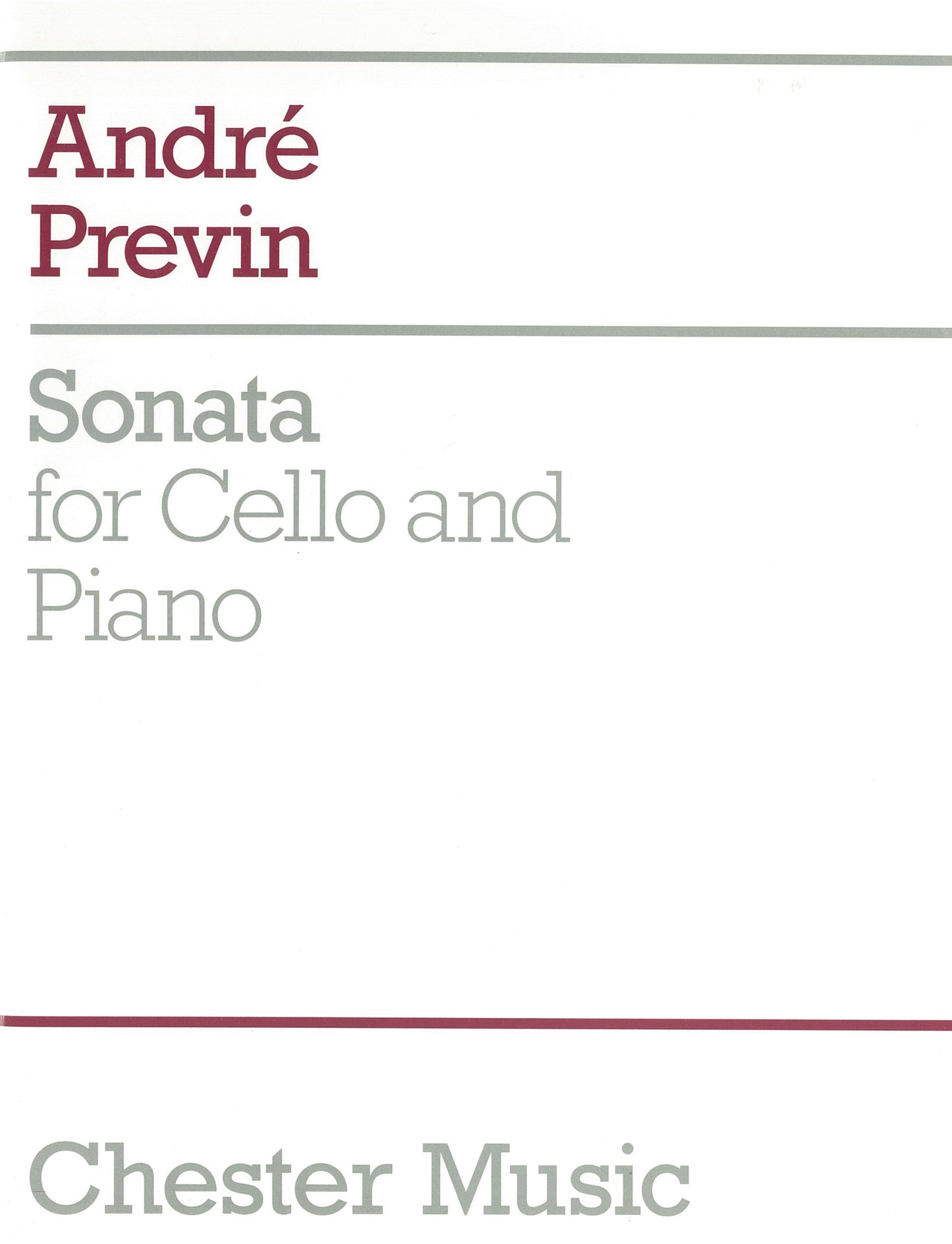 Cello Sonata de André Previn, Livre pour violoncelle et Piano